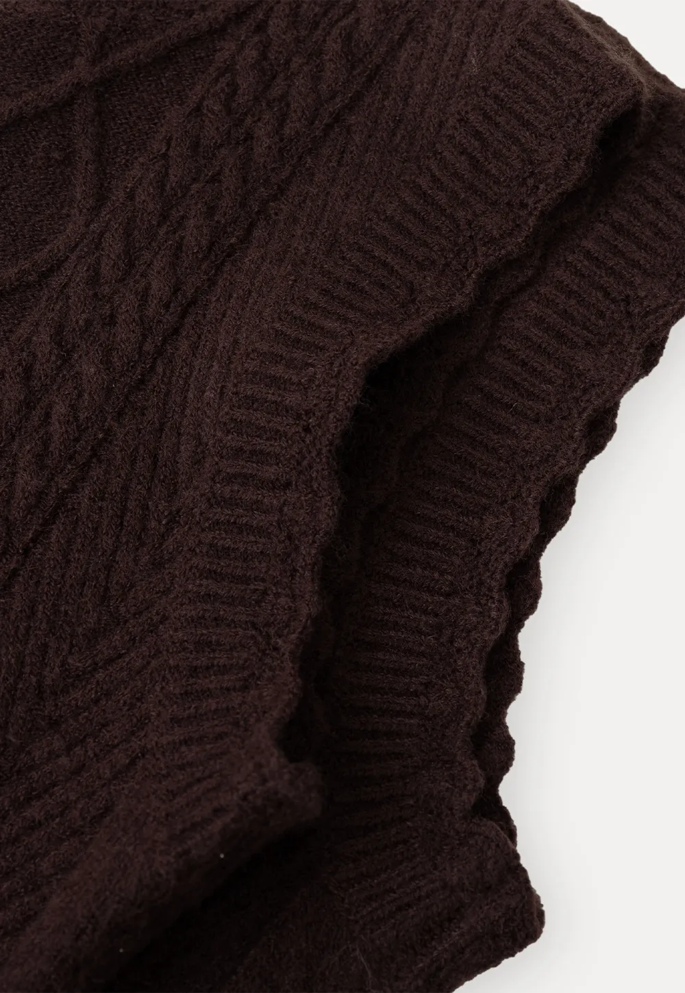 Cable Knit Vest with Pleated Collar
