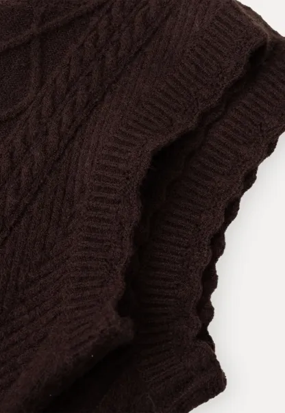 Cable Knit Vest with Pleated Collar