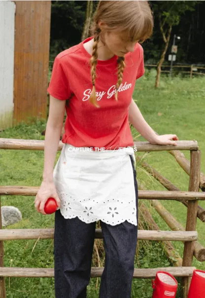 Script Print Short Sleeve T Shirt