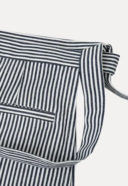 Striped Waist Apron with Front Pockets and Tie Closure