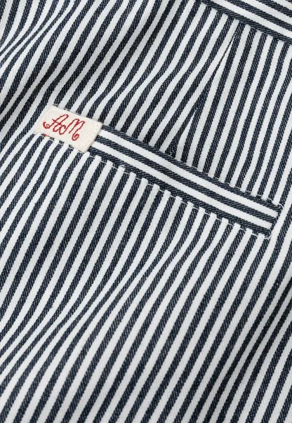 Striped Waist Apron with Front Pockets and Tie Closure