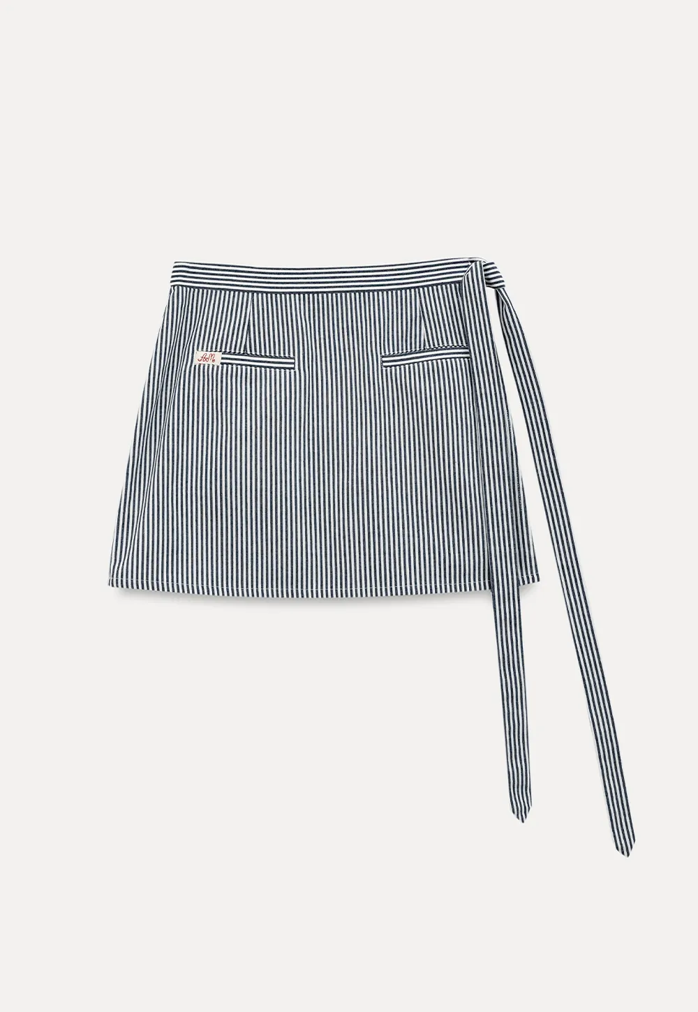 Striped Waist Apron with Front Pockets and Tie Closure