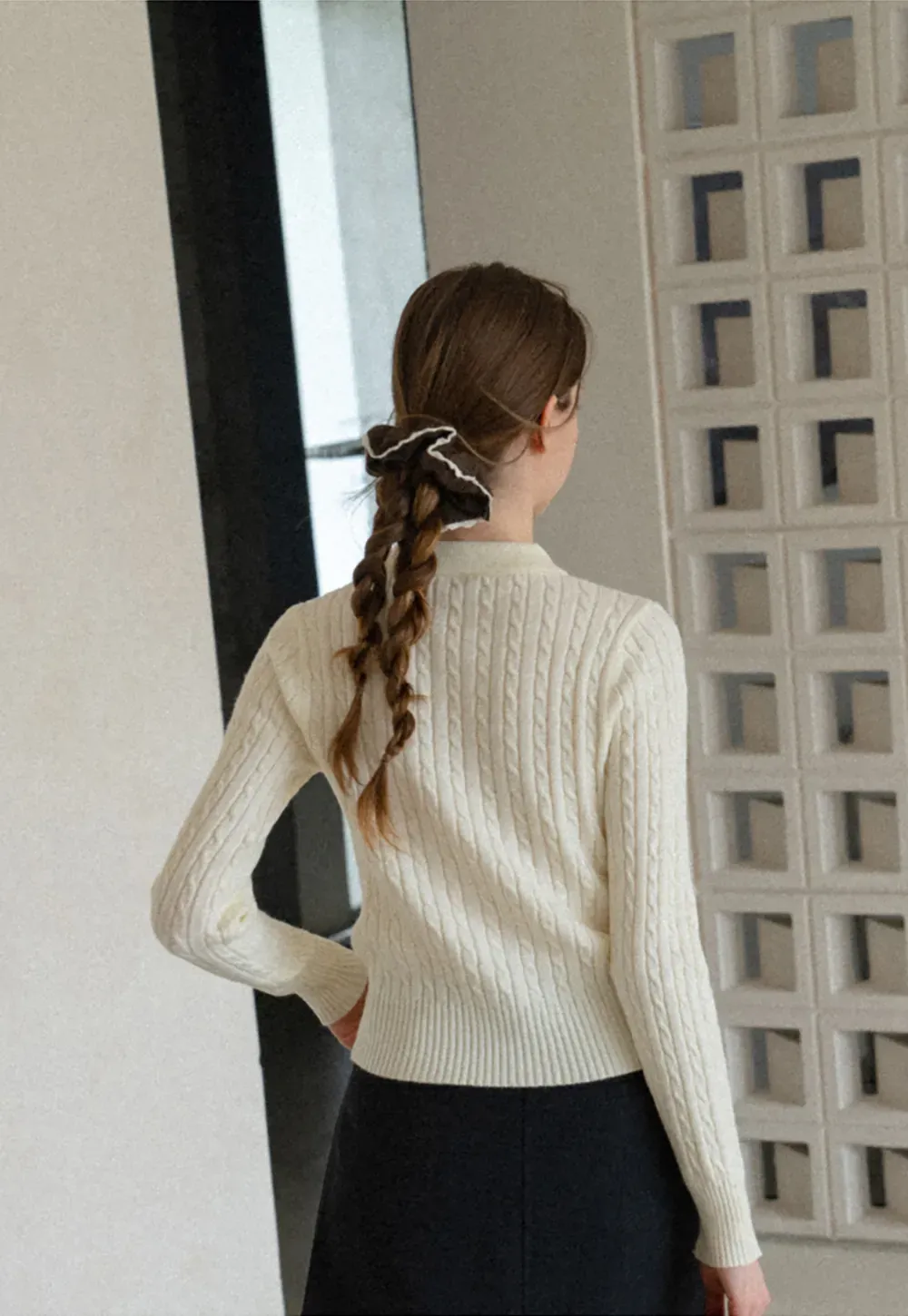 Ruffled Edge Hair Scrunchie with Braided Detail