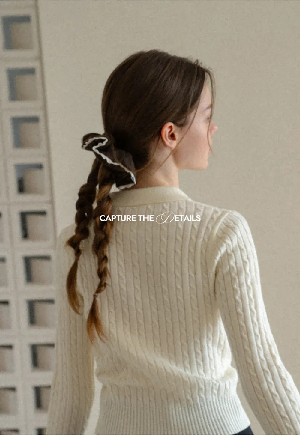 Ruffled Edge Hair Scrunchie with Braided Detail