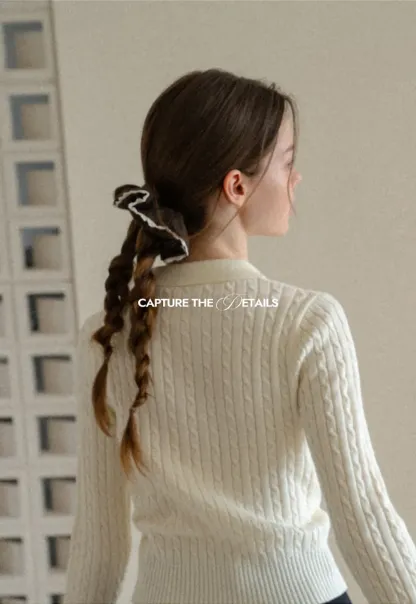 Ruffled Edge Hair Scrunchie with Braided Detail