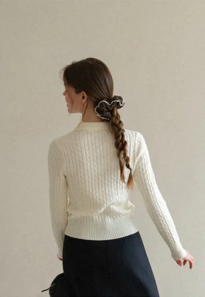 Ruffled Edge Hair Scrunchie with Braided Detail