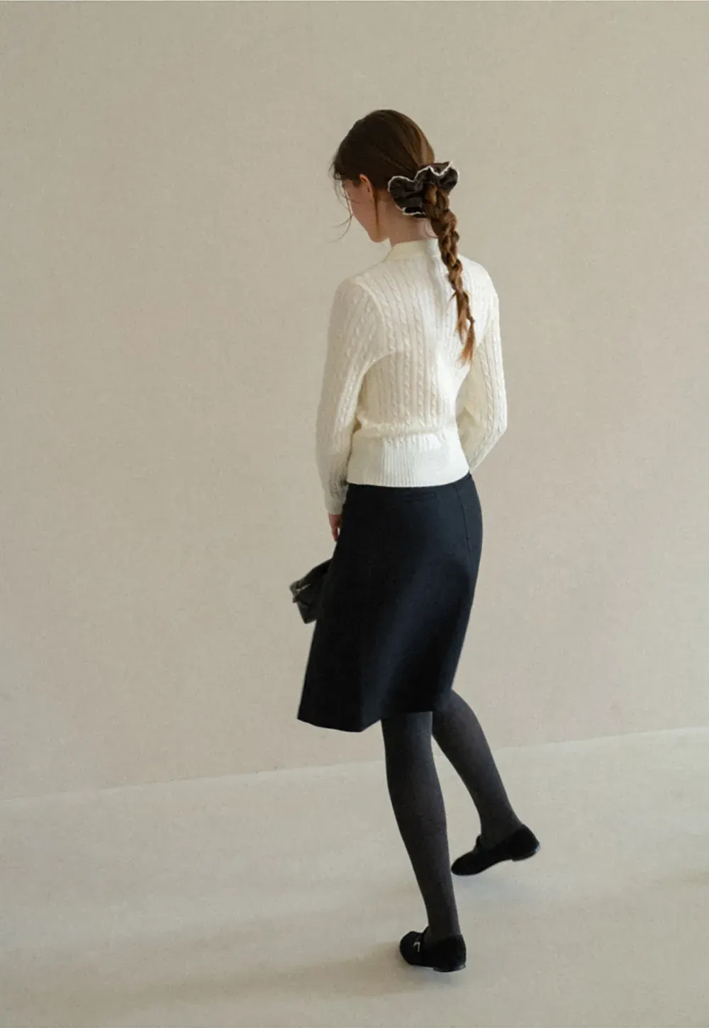 Ruffled Edge Hair Scrunchie with Braided Detail
