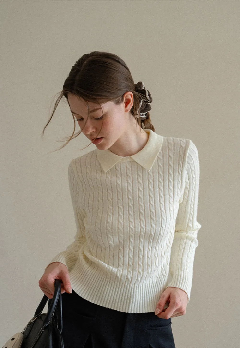 Ruffled Edge Hair Scrunchie with Braided Detail