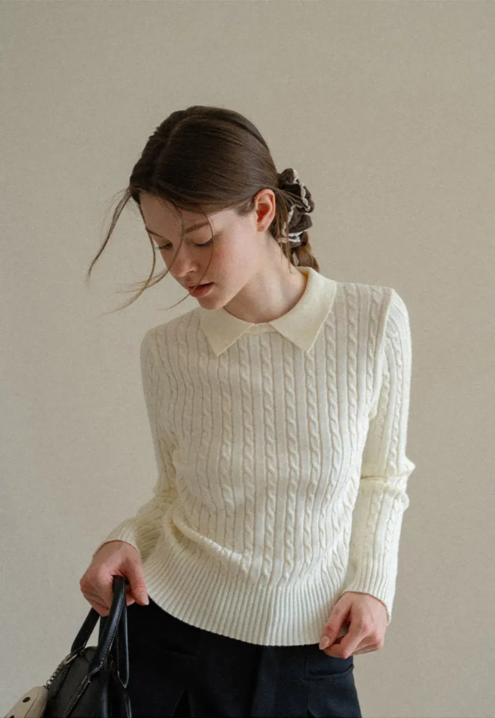 Ruffled Edge Hair Scrunchie with Braided Detail