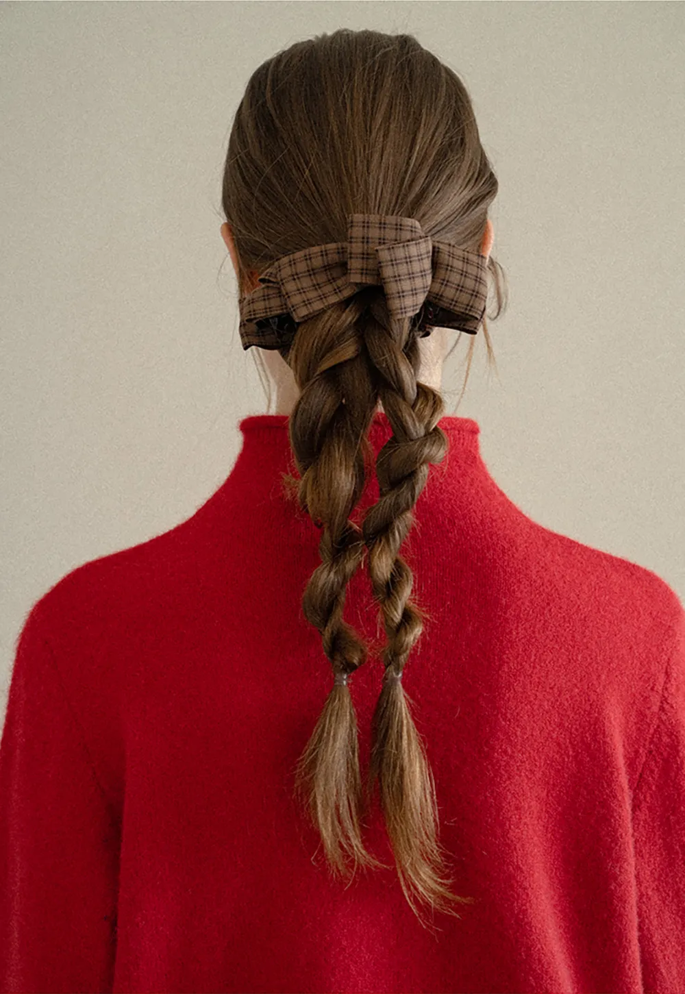 Plaid Fabric Bow Hair Clip