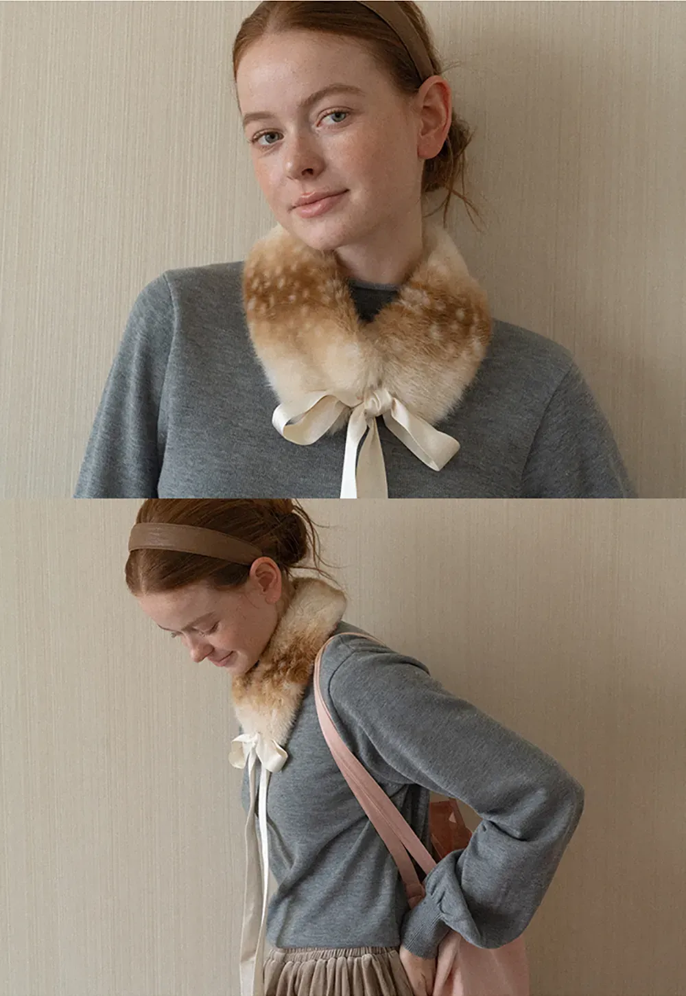 Fur Trimmed Pleated Knit Shawl