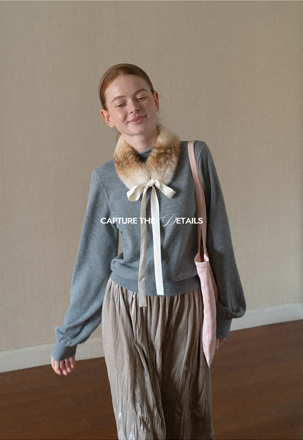 Fur Trimmed Pleated Knit Shawl