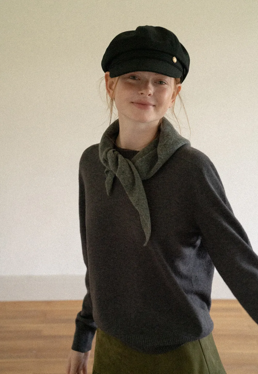 Structured Peak Cap with Gold Tone Button