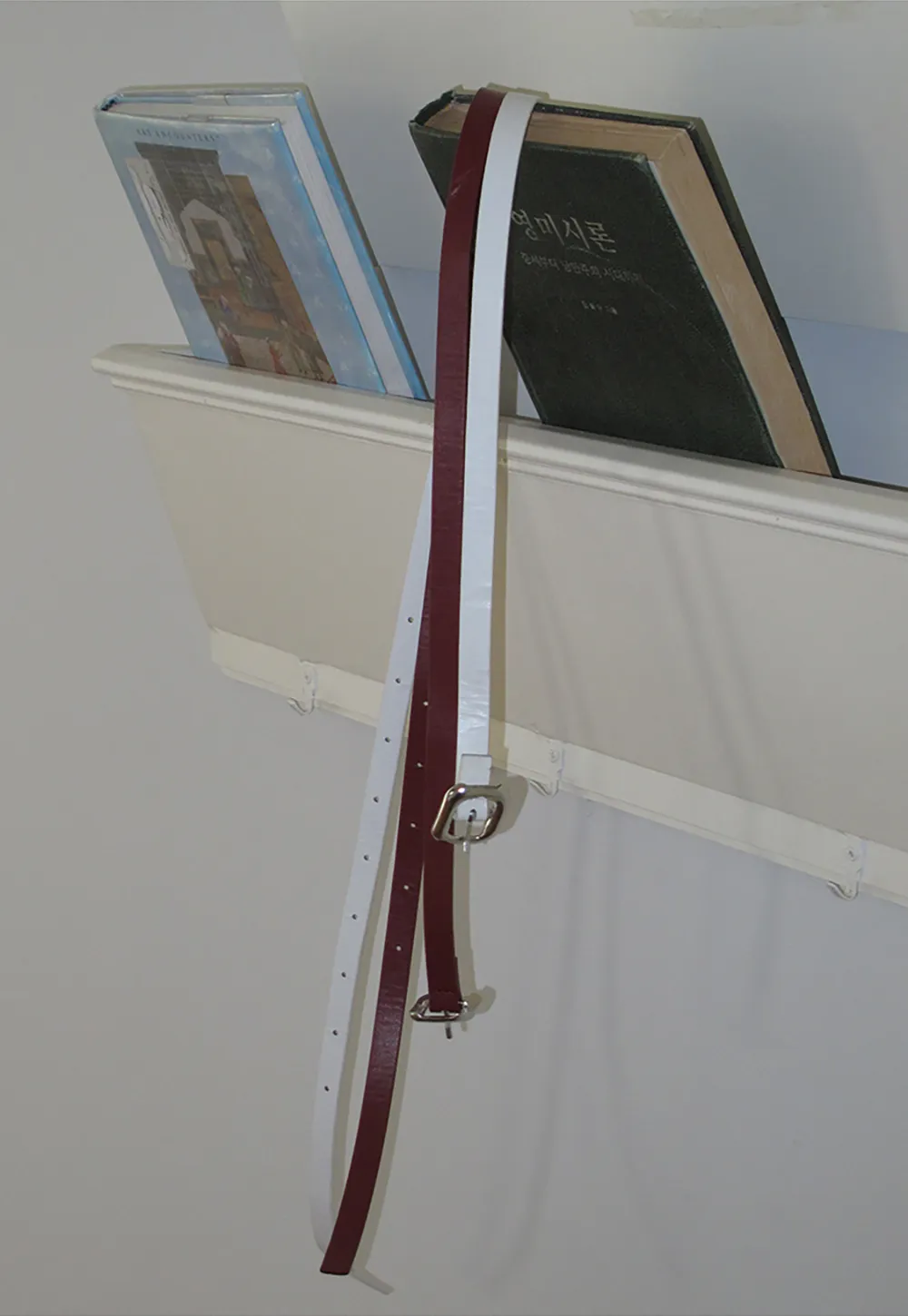 Dual Tone Leather Belt with Silver Buckle Design