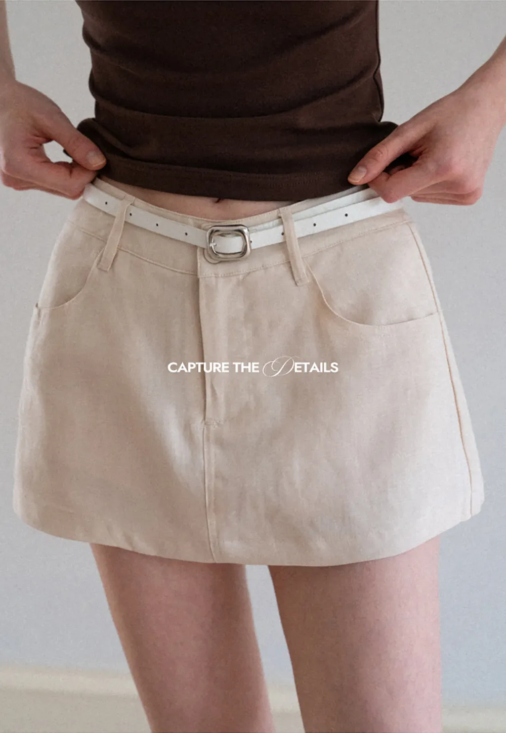 Dual Tone Leather Belt with Silver Buckle Design