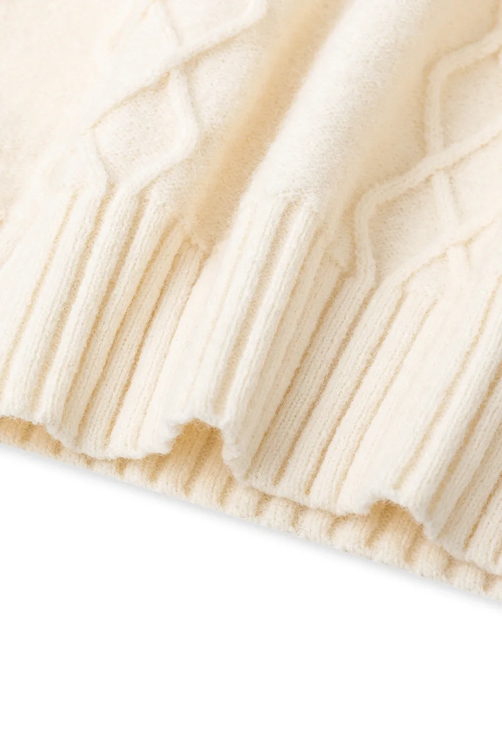 Cable Knit Diamond Pattern Collared Pullover Sweater