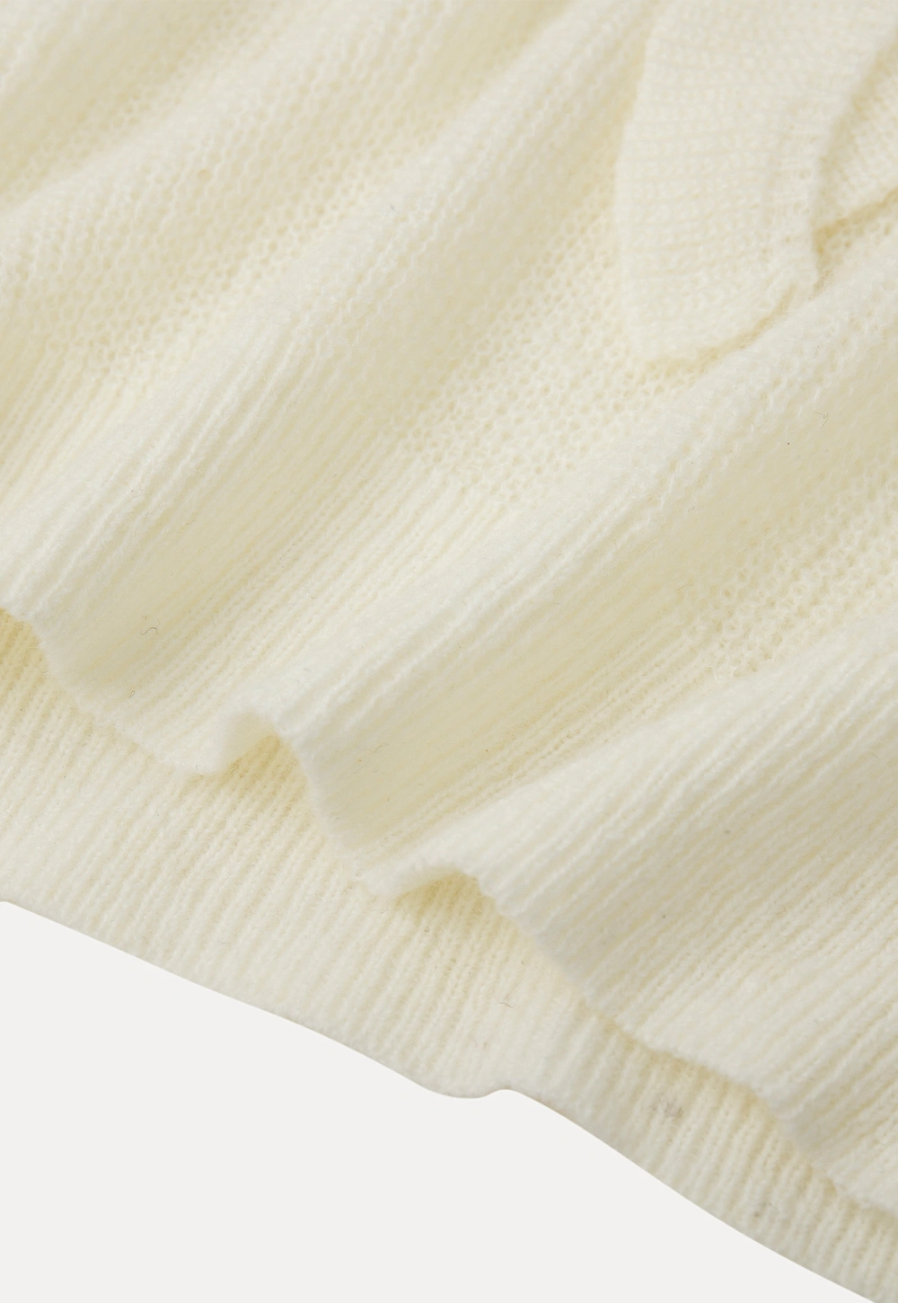 Ruffled V Neck Knit Sweater