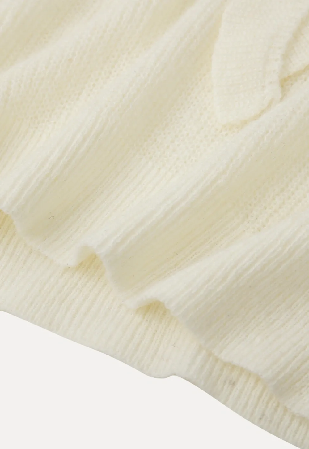 Ruffled V Neck Knit Sweater