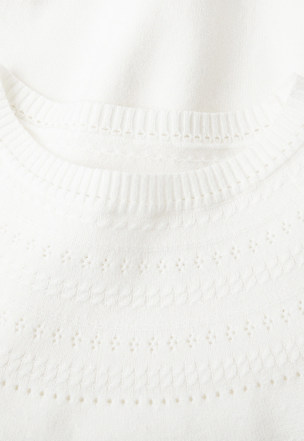 Textured Yoke Detail Woolen Knit Sweater