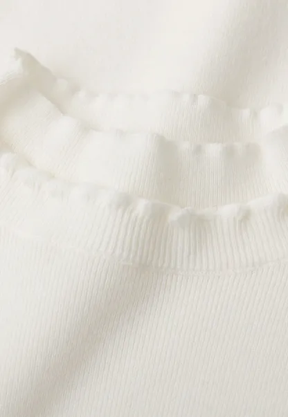 High Neck Ribbed Knit Sweater