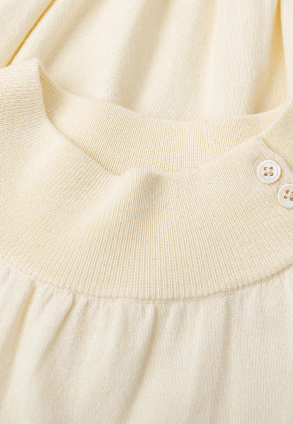 High Neck Pleated Detail Woolen Knit Sweater