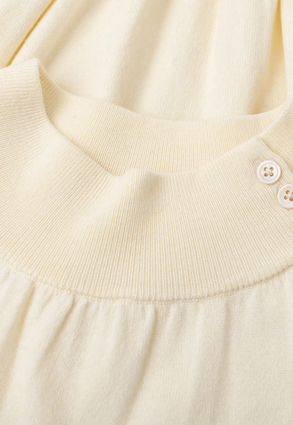 High Neck Pleated Detail Woolen Knit Sweater
