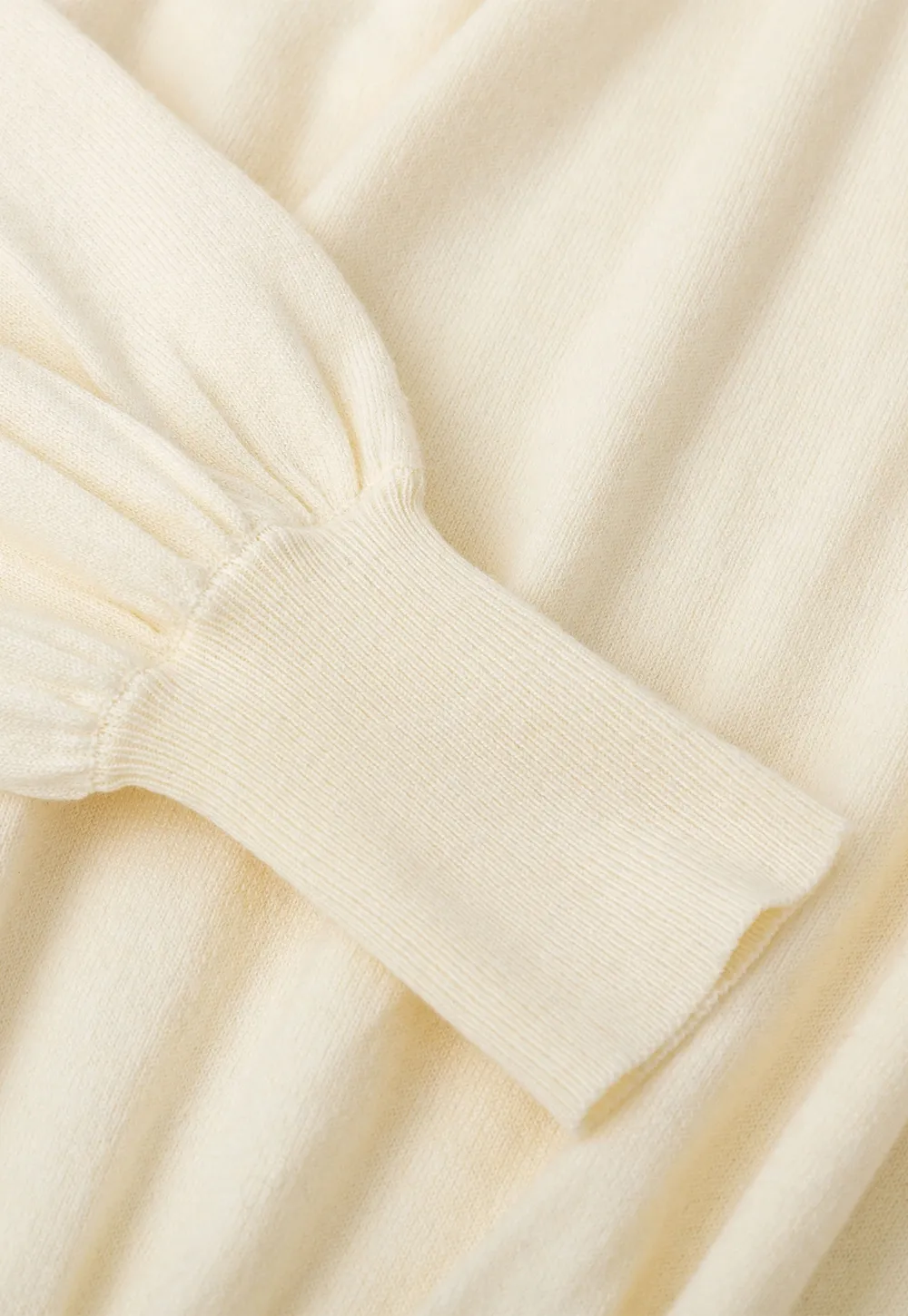 High Neck Pleated Detail Woolen Knit Sweater
