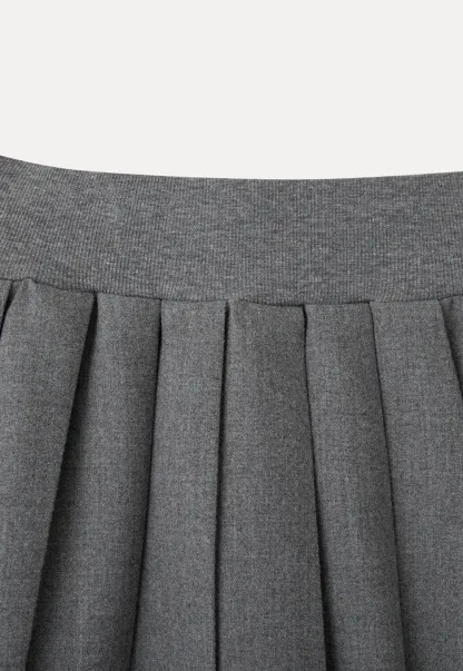 Pleated A-Line Midi Skirt