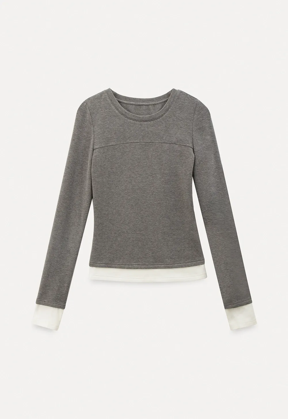 Long sleeve round neck layered t shirt design top