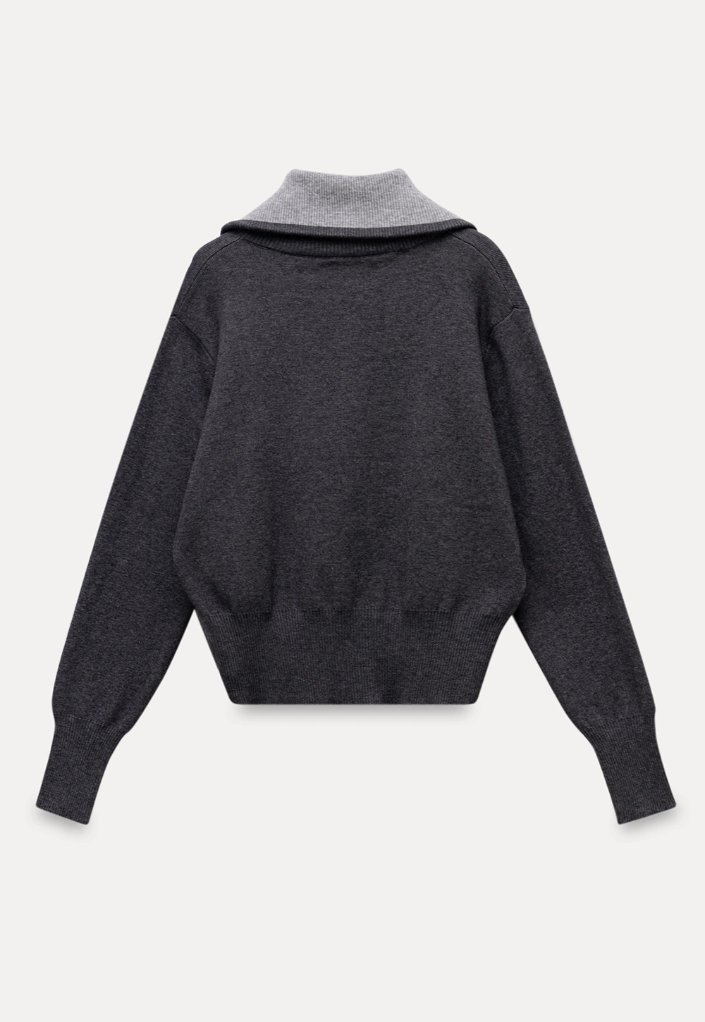 Women’s Zip-Up Knit Cardigan with High Collar