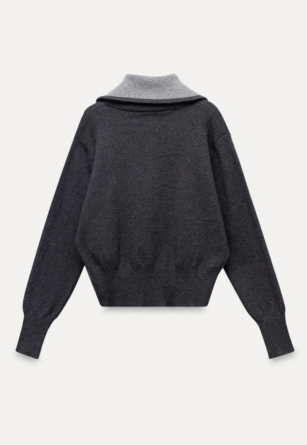 Women’s Zip-Up Knit Cardigan with High Collar