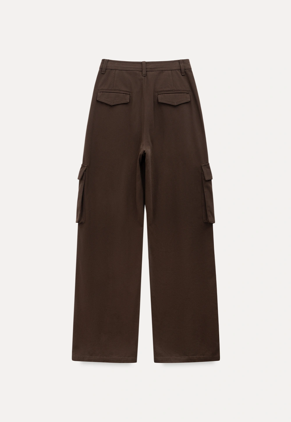 Women Brown Wide-Leg Cargo Pants with Pockets