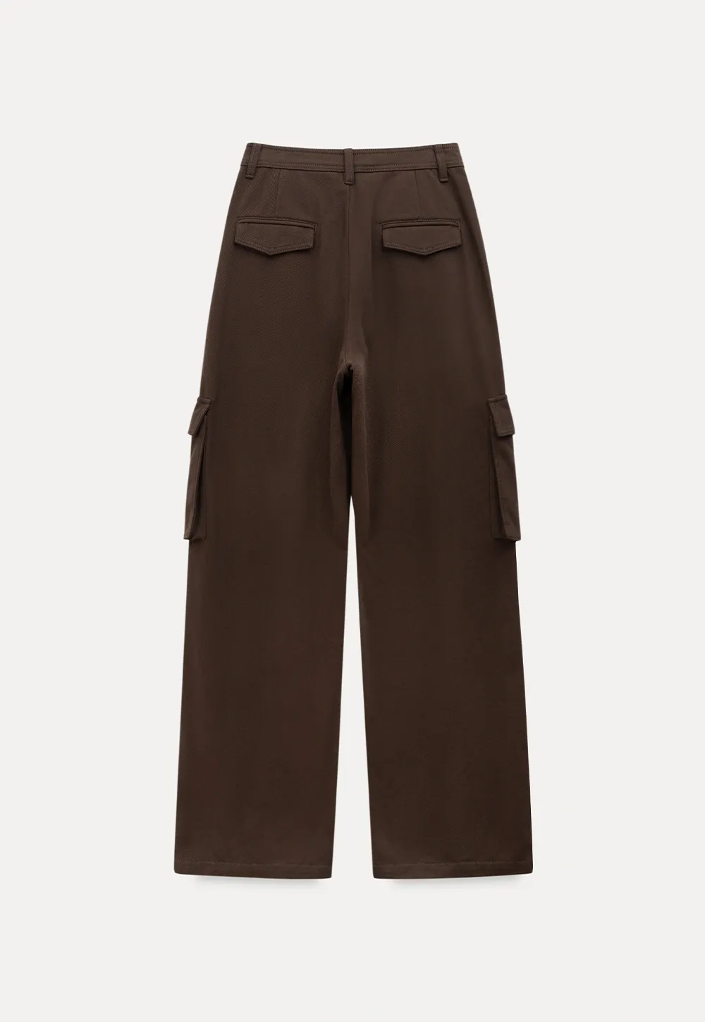 Women Brown Wide-Leg Cargo Pants with Pockets