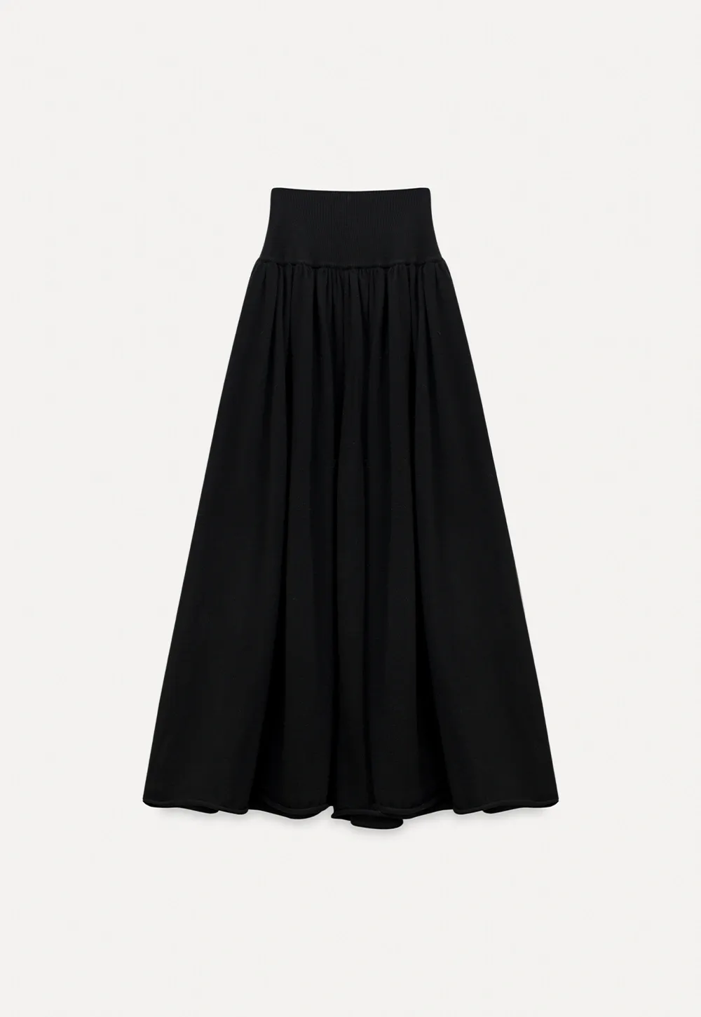 Women Black Long Sleeve Top and High-Waisted Skirt Set