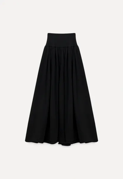 Women Black Long Sleeve Top and High-Waisted Skirt Set