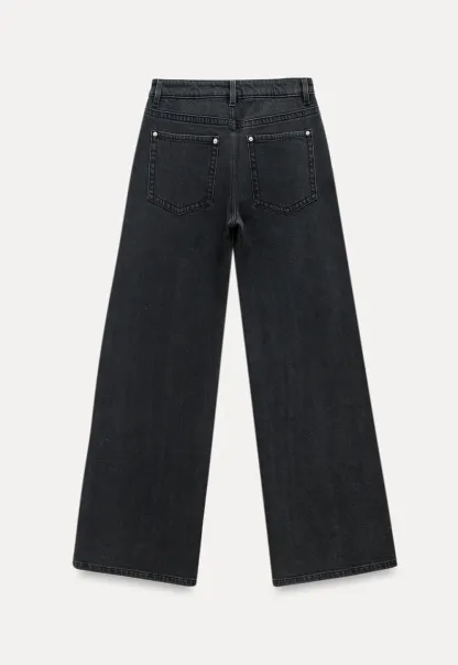 High-Waisted Black Wide-Leg Denim Jeans