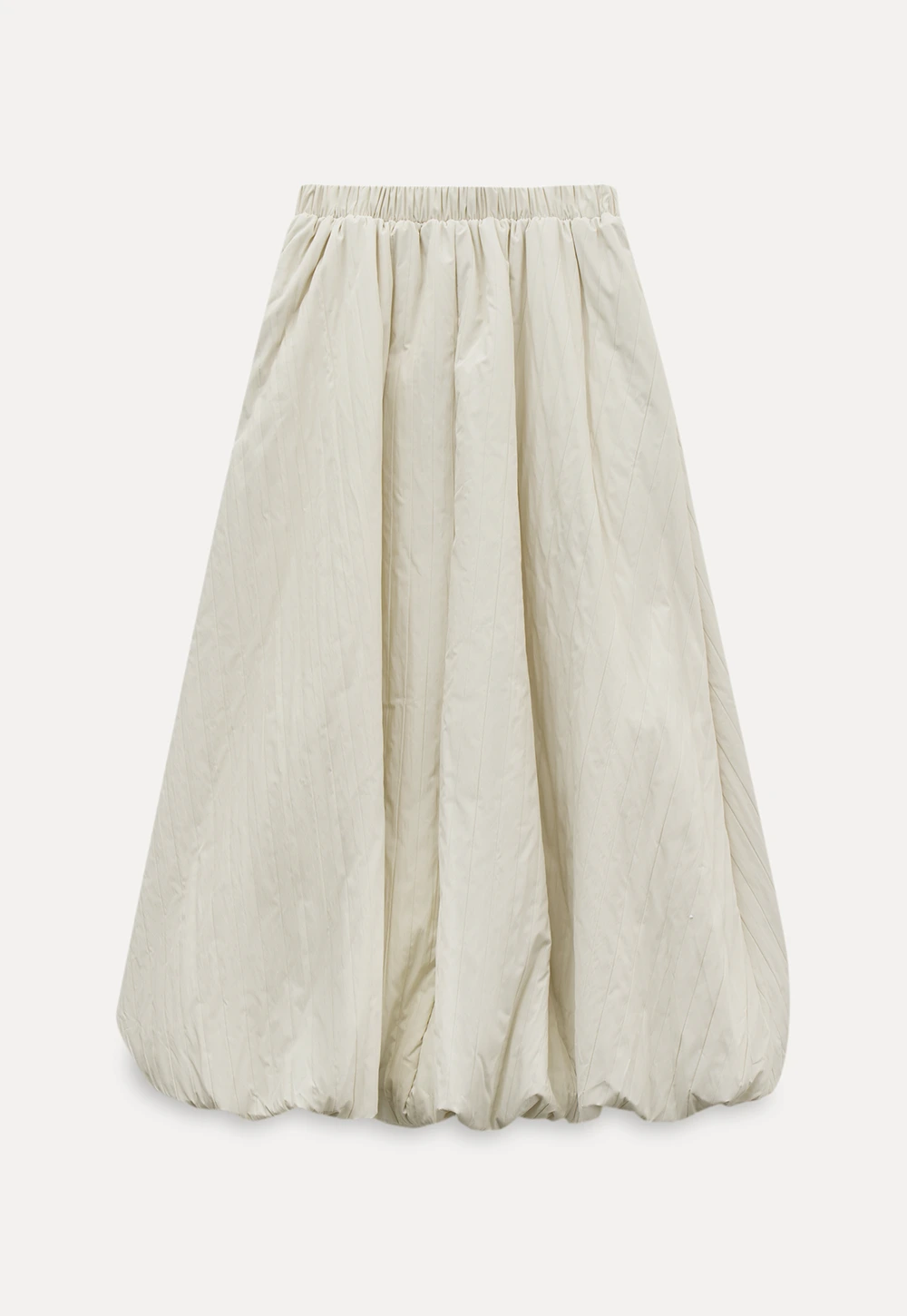 Elastic Waist Textured Puff Midi Skirt