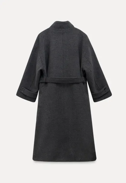 Padded Stand-Collar Wool Coat