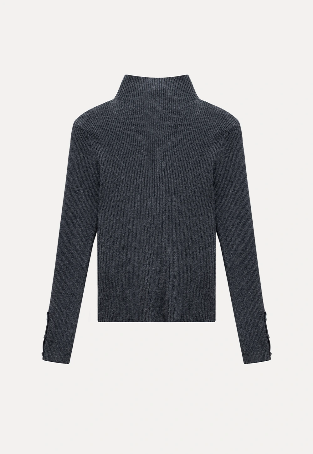 Stand-Collar Twist Button Knit Top