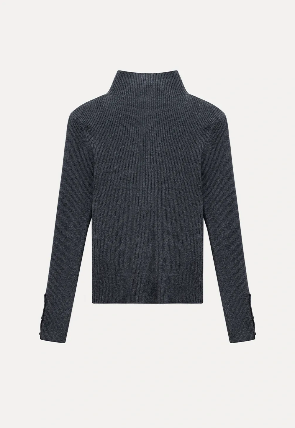 Stand-Collar Twist Button Knit Top