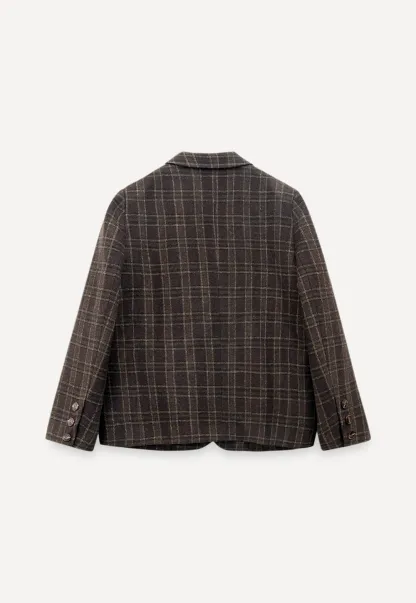 Women Classic Plaid Blazer Jacket for Office Wear