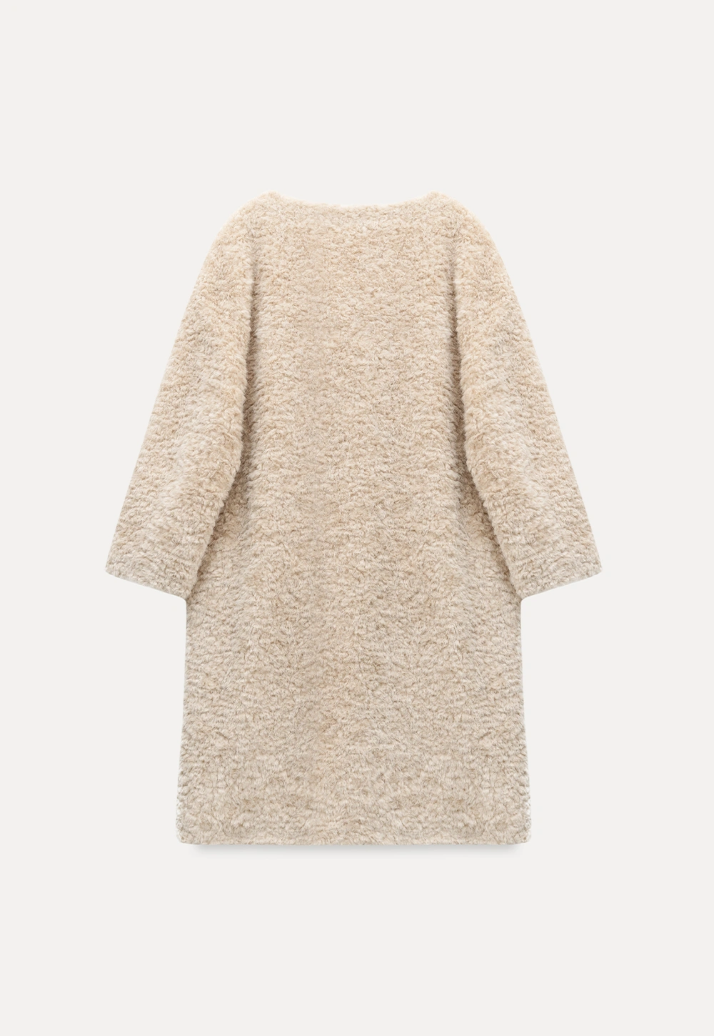 Women Long Fuzzy Teddy Coat with Attached Scarf