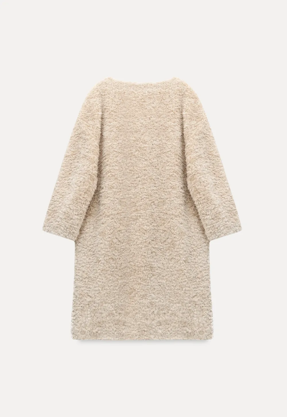 Women Long Fuzzy Teddy Coat with Attached Scarf