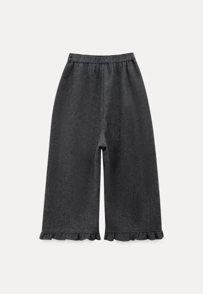 Women Ruffle Hem Wide Leg Cropped Pants