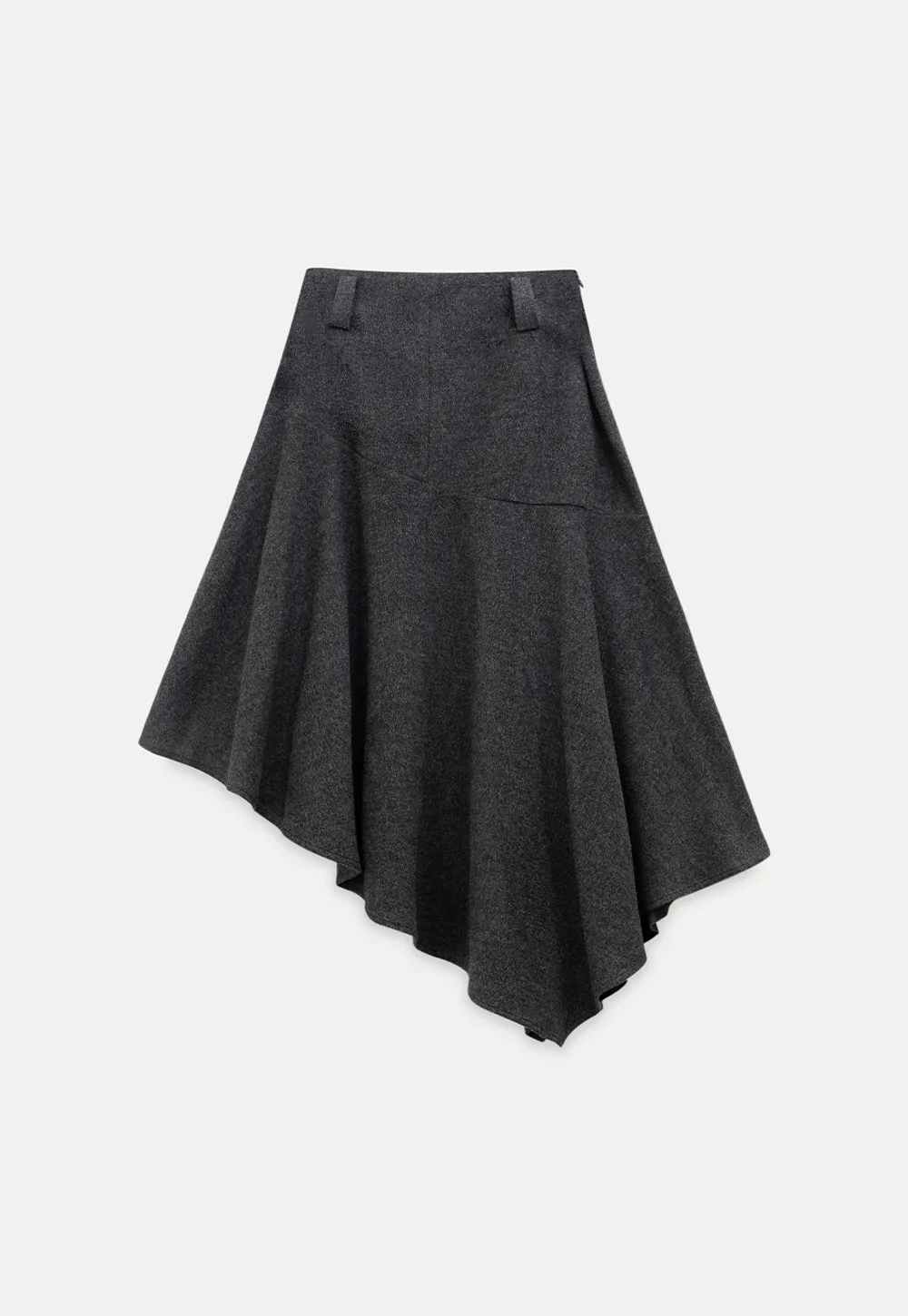 Asymmetric Wool-Blend Midi Skirt
