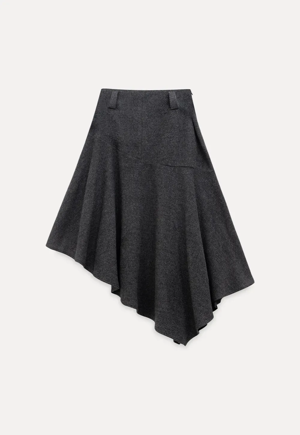 Asymmetric Wool-Blend Midi Skirt