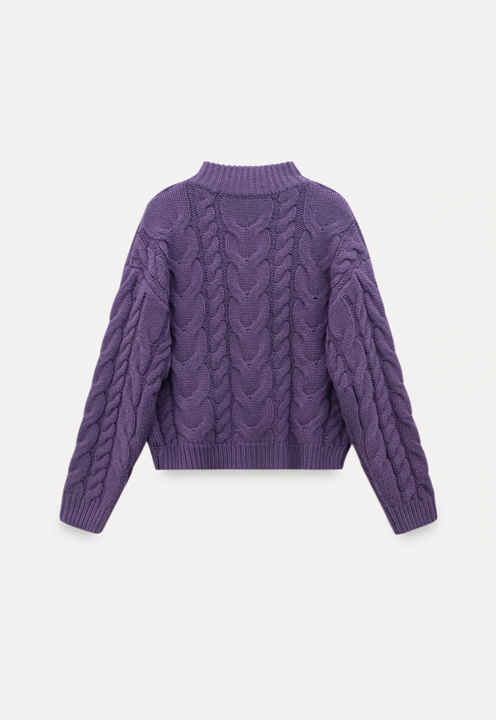 Stand-Collar Cable Zip Sweater