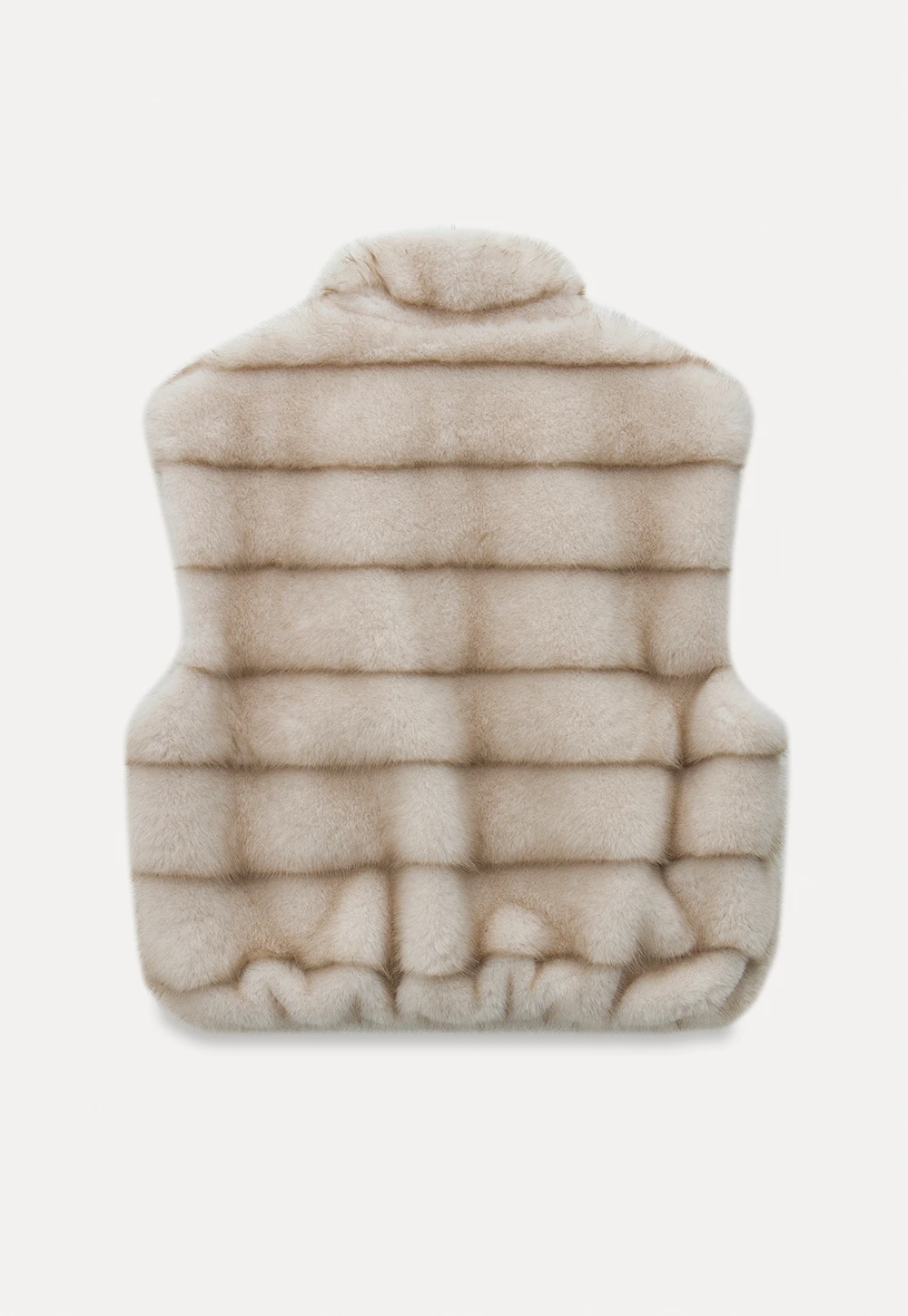 Layered Fuzzy Stand-Collar Vest