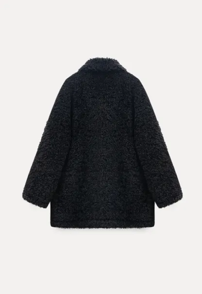 Women Fuzzy Toggle Coat Warm Winter Outerwear