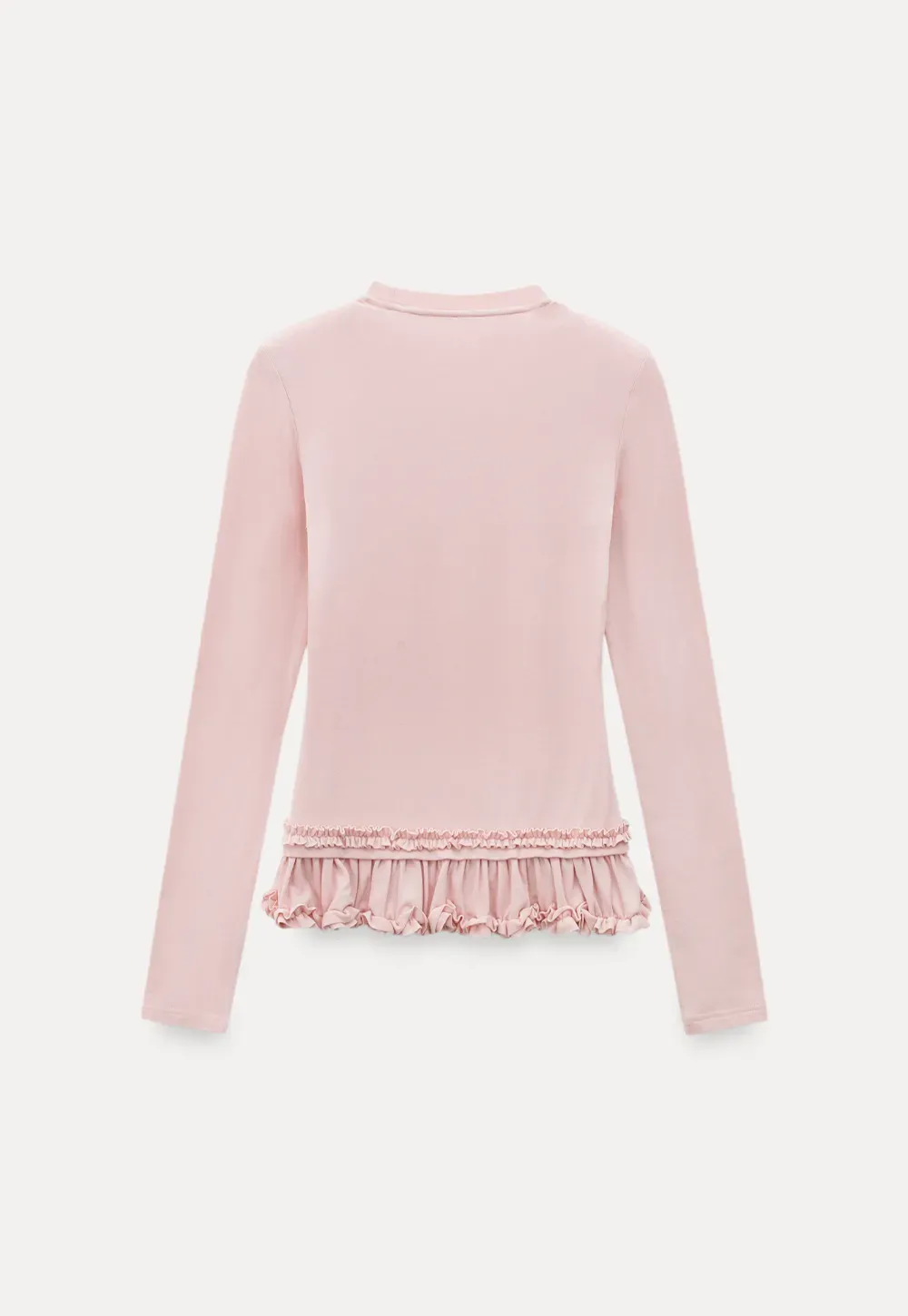 Ruffled Hem Long-Sleeve Tee